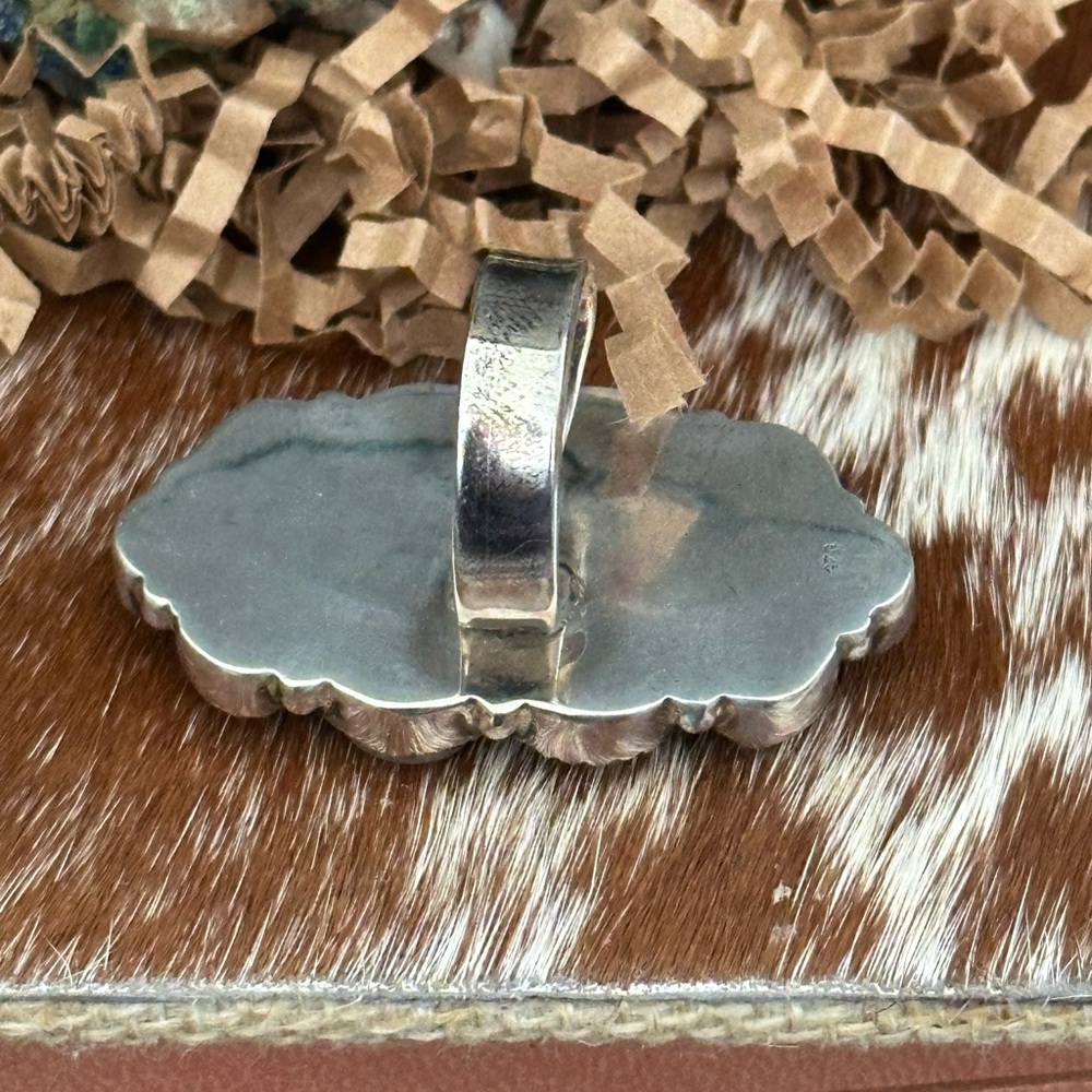 Larimar Sterling Silver Statement Adjustable Ring - image 7